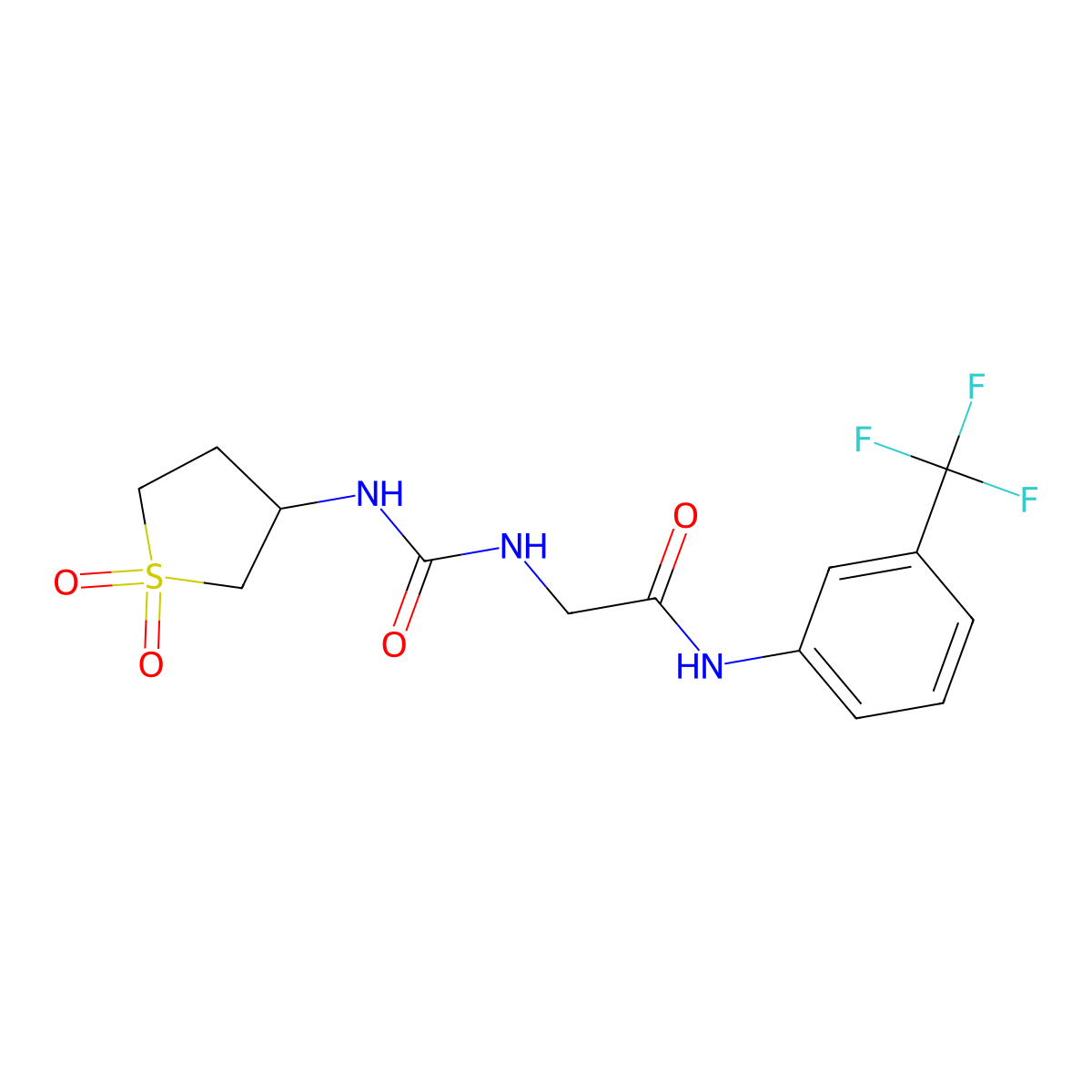 N~2~-[(1,1-dioxidotetrahydrothiophen-3-yl)carbamoyl]-N-[3-(trifluoromethyl)phenyl]glycinamide molecular structure, CAS 1190297-54-1