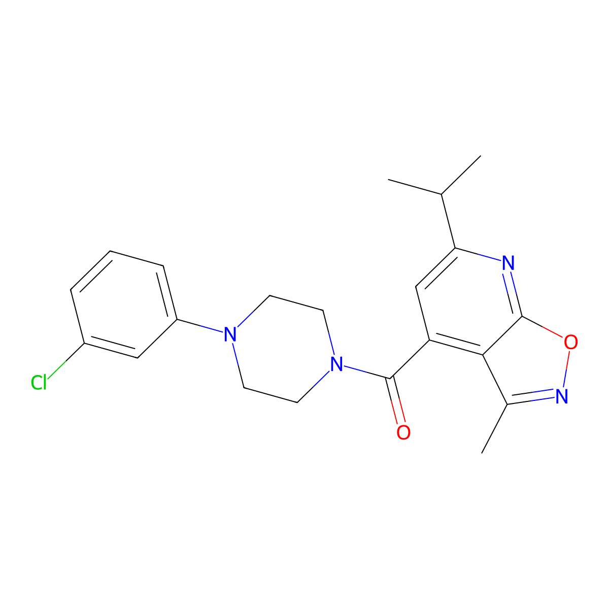 4-{[4-(3-Chlorophenyl)-1-piperazinyl]carbonyl}-6-isopropyl-3-methylisoxazolo[5,4-b]pyridine molecular structure, CAS 1190297-75-6