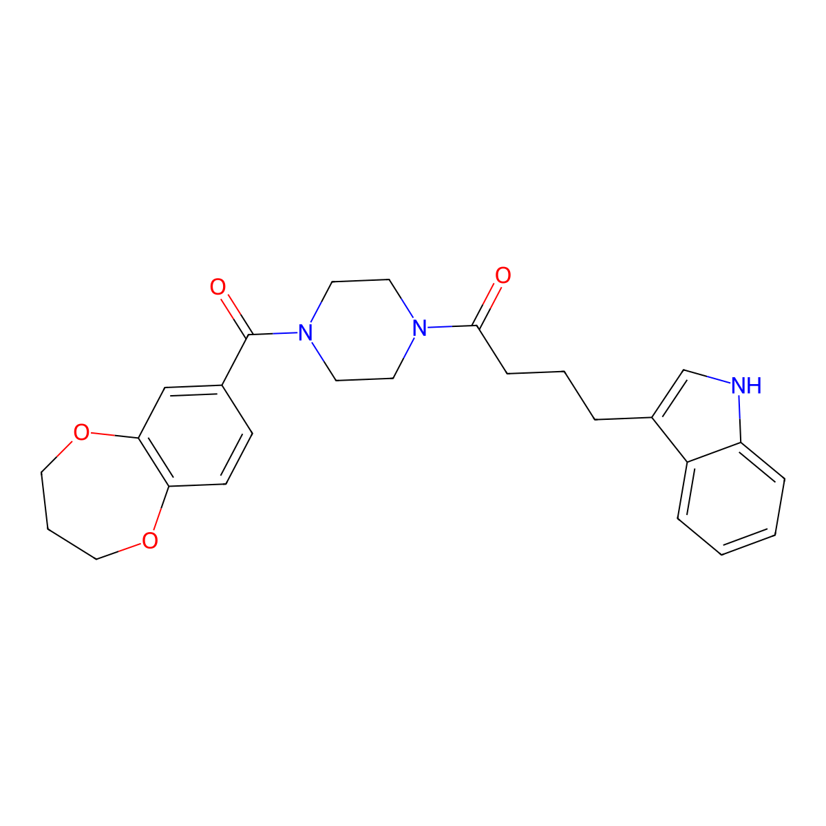 1-[4-(3,4-dihydro-2H-1,5-benzodioxepin-7-ylcarbonyl)piperazin-1-yl]-4-(1H-indol-3-yl)butan-1-one molecular structure, CAS 1190297-87-0