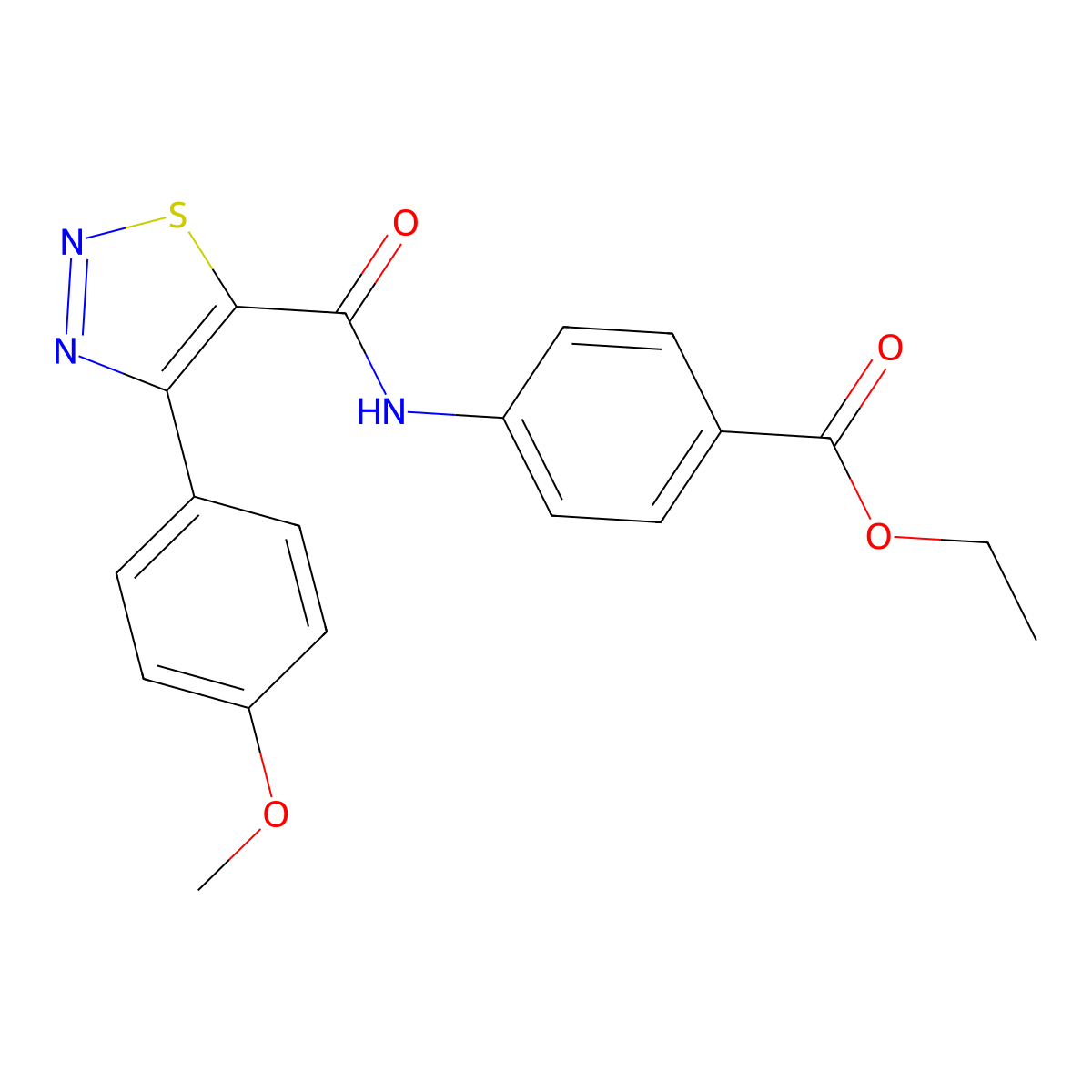 Ethyl 4-({[4-(4-methoxyphenyl)-1,2,3-thiadiazol-5-yl]carbonyl}amino)benzoate molecular structure, CAS 1190297-91-6