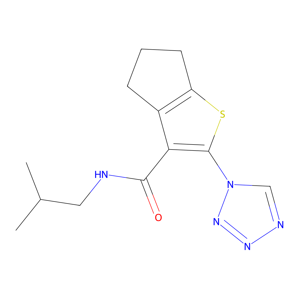 N-(2-methylpropyl)-2-(1H-tetrazol-1-yl)-5,6-dihydro-4H-cyclopenta[b]thiophene-3-carboxamide molecular structure, CAS 1190297-94-9