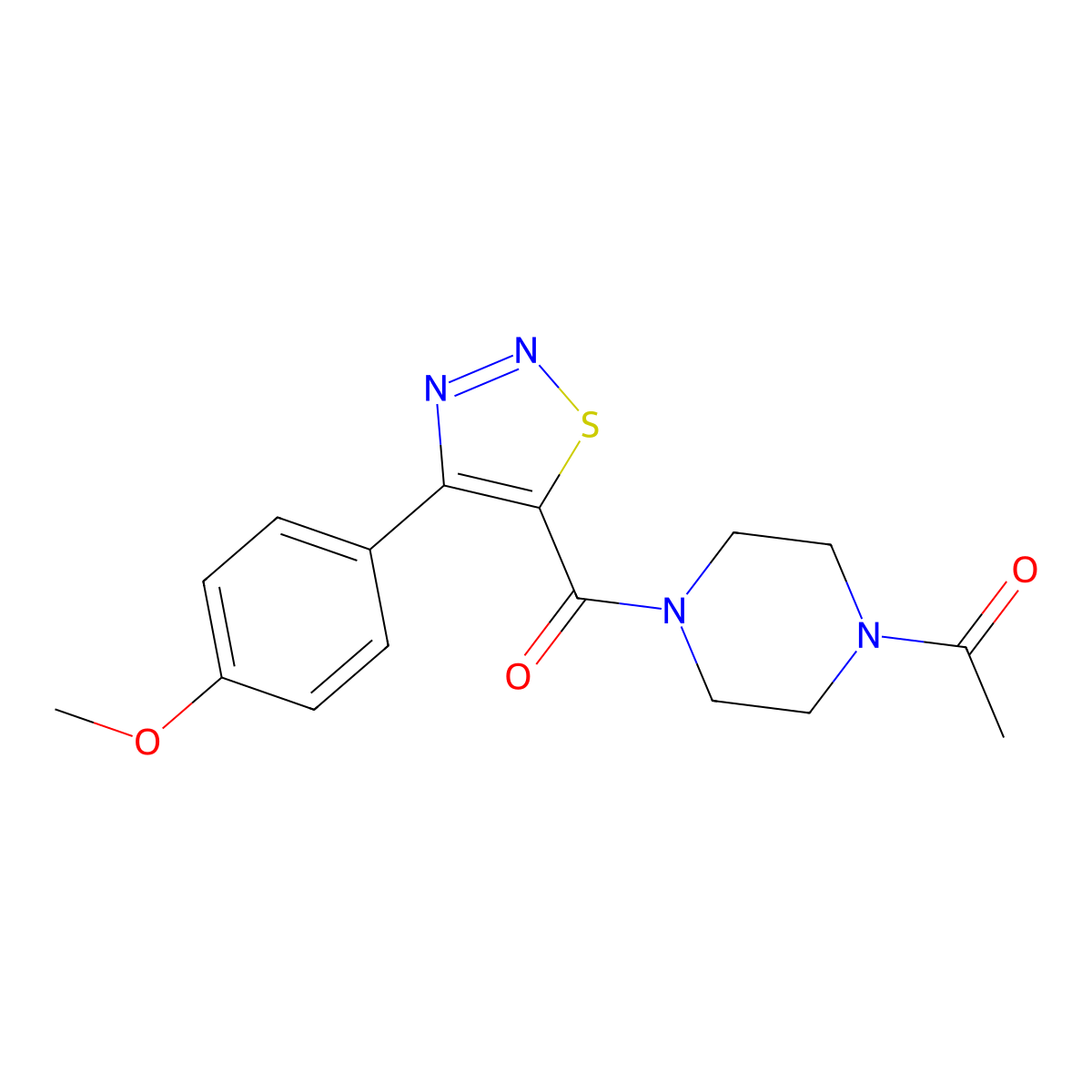 1-(4-{[4-(4-Methoxyphenyl)-1,2,3-thiadiazol-5-yl]carbonyl}piperazin-1-yl)ethanone molecular structure, CAS 1190298-00-0