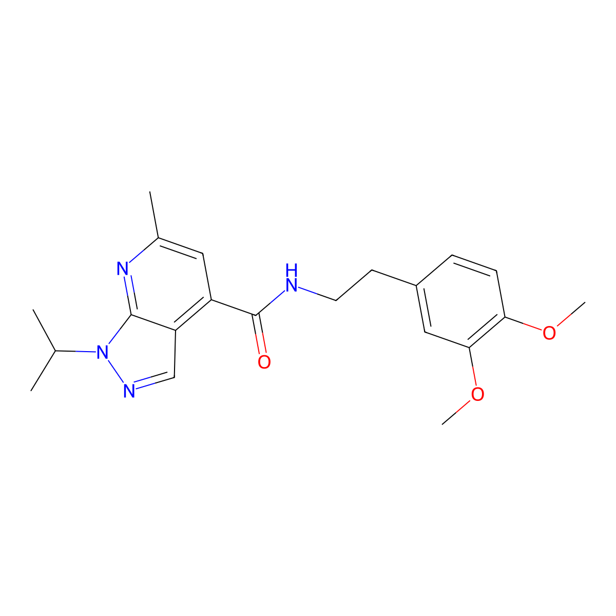 N-[2-(3,4-dimethoxyphenyl)ethyl]-6-methyl-1-(propan-2-yl)-1H-pyrazolo[3,4-b]pyridine-4-carboxamide molecular structure, CAS 1190298-24-8