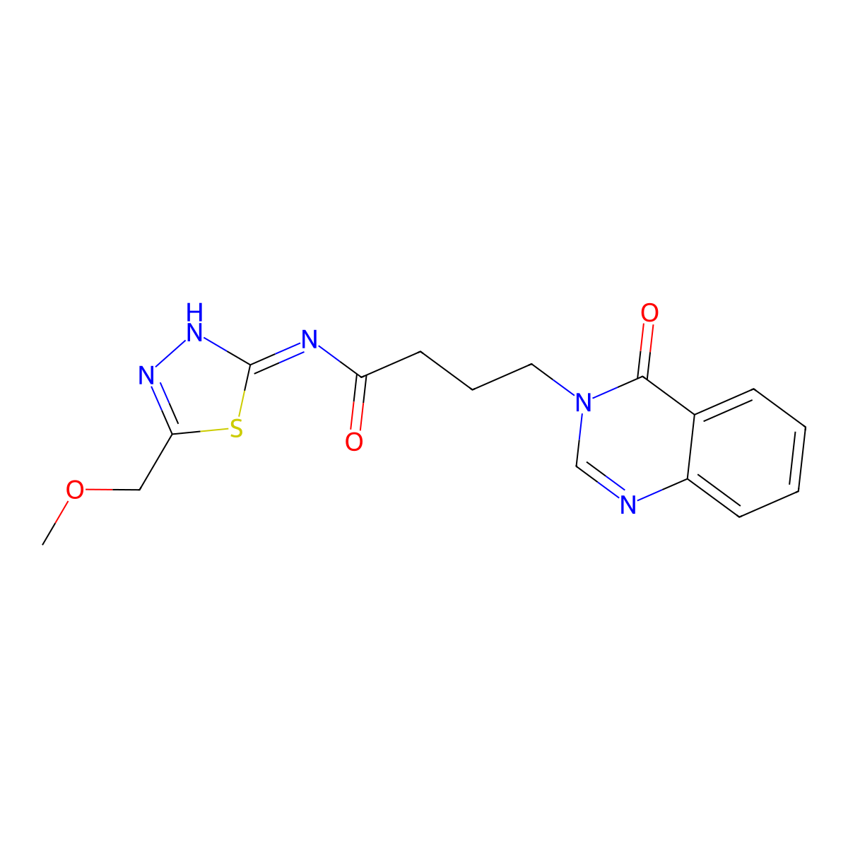 N-[(2Z)-5-(methoxymethyl)-1,3,4-thiadiazol-2(3H)-ylidene]-4-(4-oxoquinazolin-3(4H)-yl)butanamide molecular structure, CAS 1190298-28-2