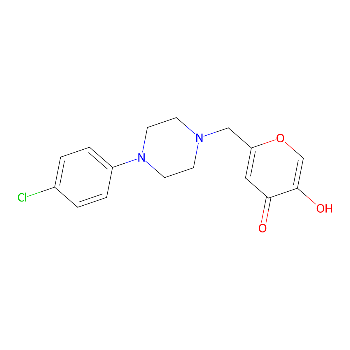 2-[4-(4-Chloro-phenyl)-piperazin-1-ylmethyl]-5-hydroxy-pyran-4-one molecular structure, CAS 1190298-42-0