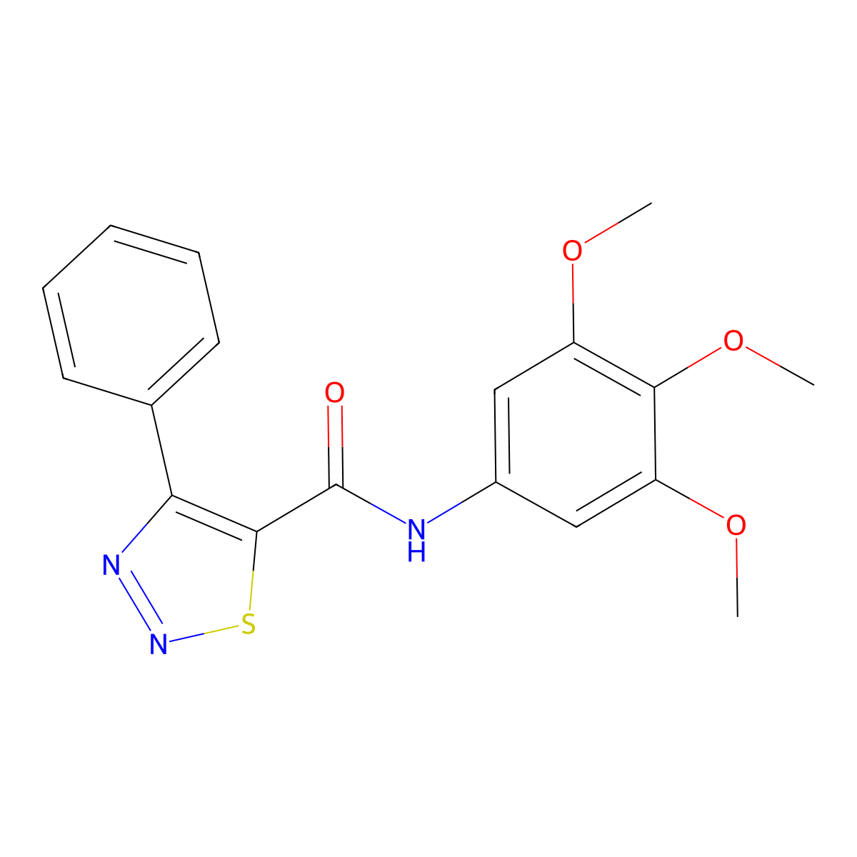 4-phenyl-N-(3,4,5-trimethoxyphenyl)-1,2,3-thiadiazole-5-carboxamide molecular structure, CAS 1190298-57-7