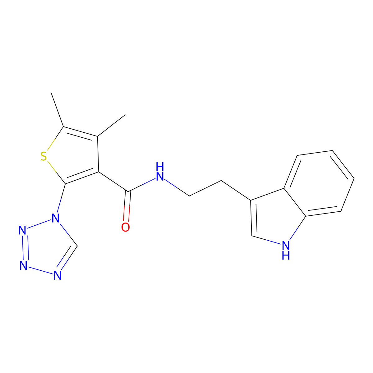 N-[2-(1H-indol-3-yl)ethyl]-4,5-dimethyl-2-(1H-tetrazol-1-yl)thiophene-3-carboxamide molecular structure, CAS 1190298-60-2