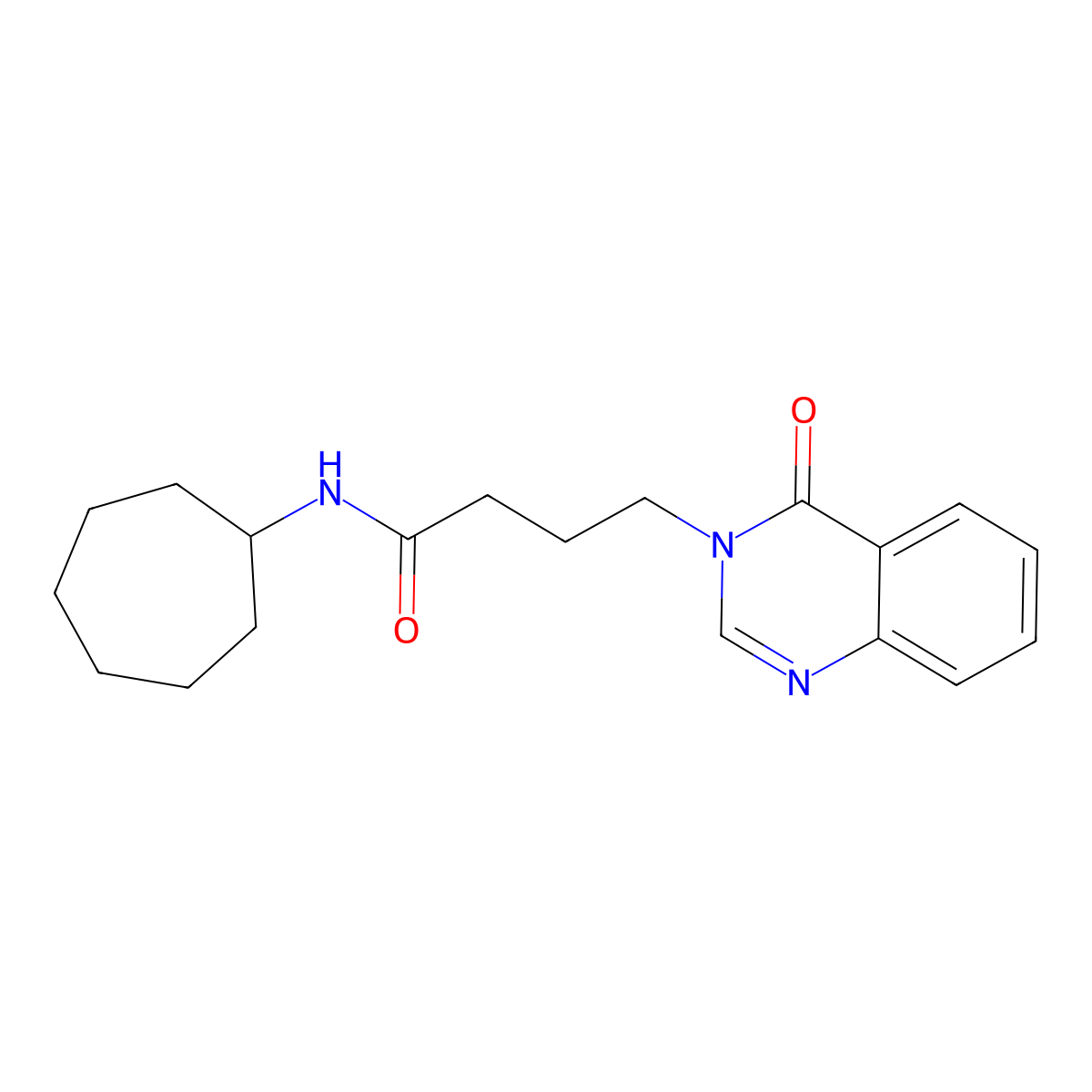 N-cycloheptyl-4-(4-oxoquinazolin-3(4H)-yl)butanamide molecular structure, CAS 1190298-88-4