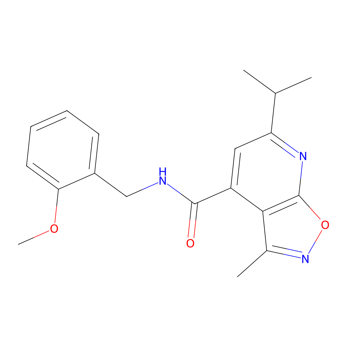 6-isopropyl-N-(2-methoxybenzyl)-3-methylisoxazolo[5,4-b]pyridine-4-carboxamide molecular structure, CAS 1190298-99-7