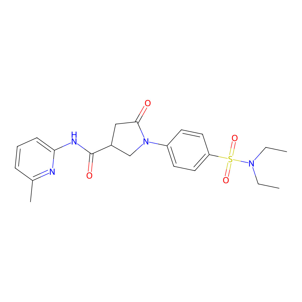 1-[4-(diethylsulfamoyl)phenyl]-N-(6-methylpyridin-2-yl)-5-oxopyrrolidine-3-carboxamide molecular structure, CAS 1190299-41-2