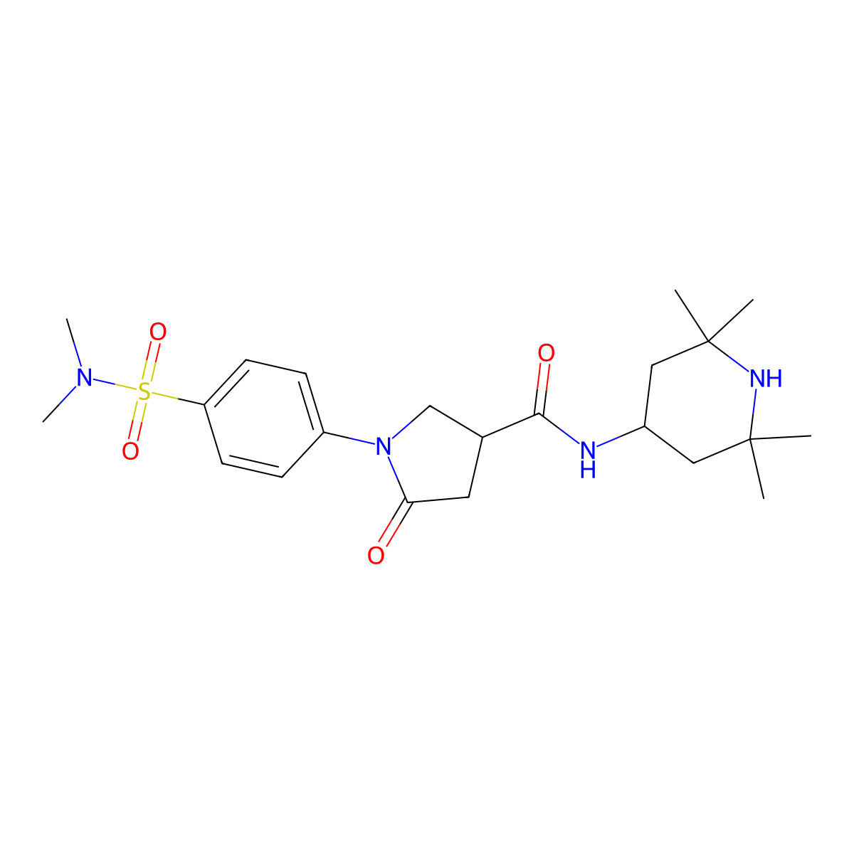 1-[4-(dimethylsulfamoyl)phenyl]-5-oxo-N-(2,2,6,6-tetramethylpiperidin-4-yl)pyrrolidine-3-carboxamide molecular structure, CAS 1190299-44-5