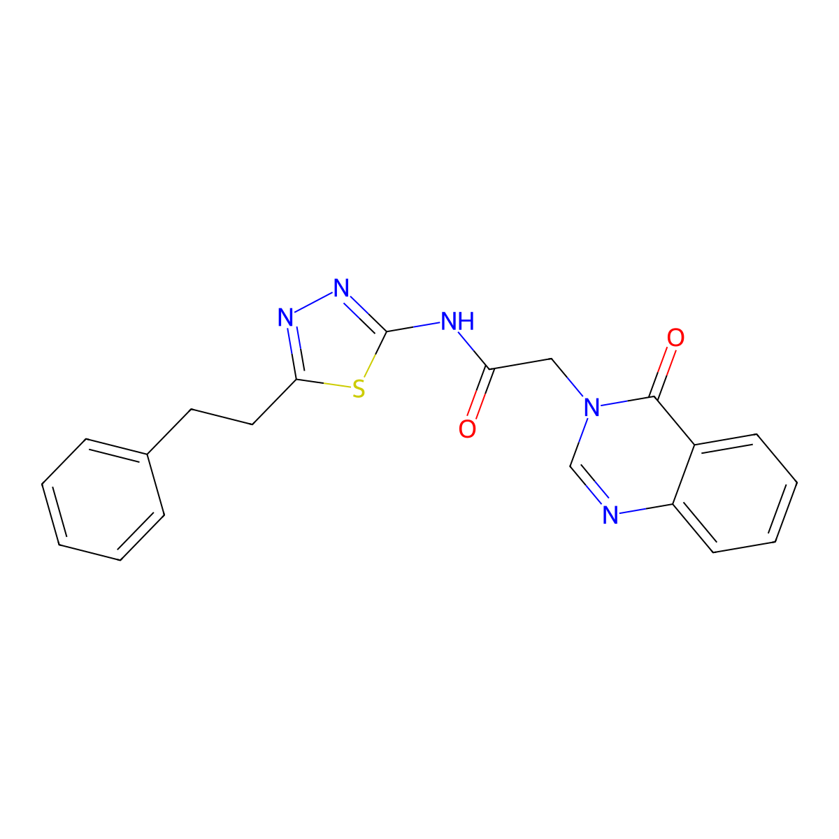 2-(4-oxoquinazolin-3(4H)-yl)-N-[(2E)-5-(2-phenylethyl)-1,3,4-thiadiazol-2(3H)-ylidene]acetamide molecular structure, CAS 1190299-58-1