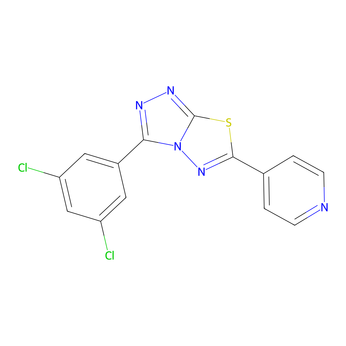 4-[3-(3,5-Dichlorophenyl)-[1,2,4]triazolo[3,4-b][1,3,4]thiadiazol-6-yl]pyridine molecular structure, CAS 1190299-67-2