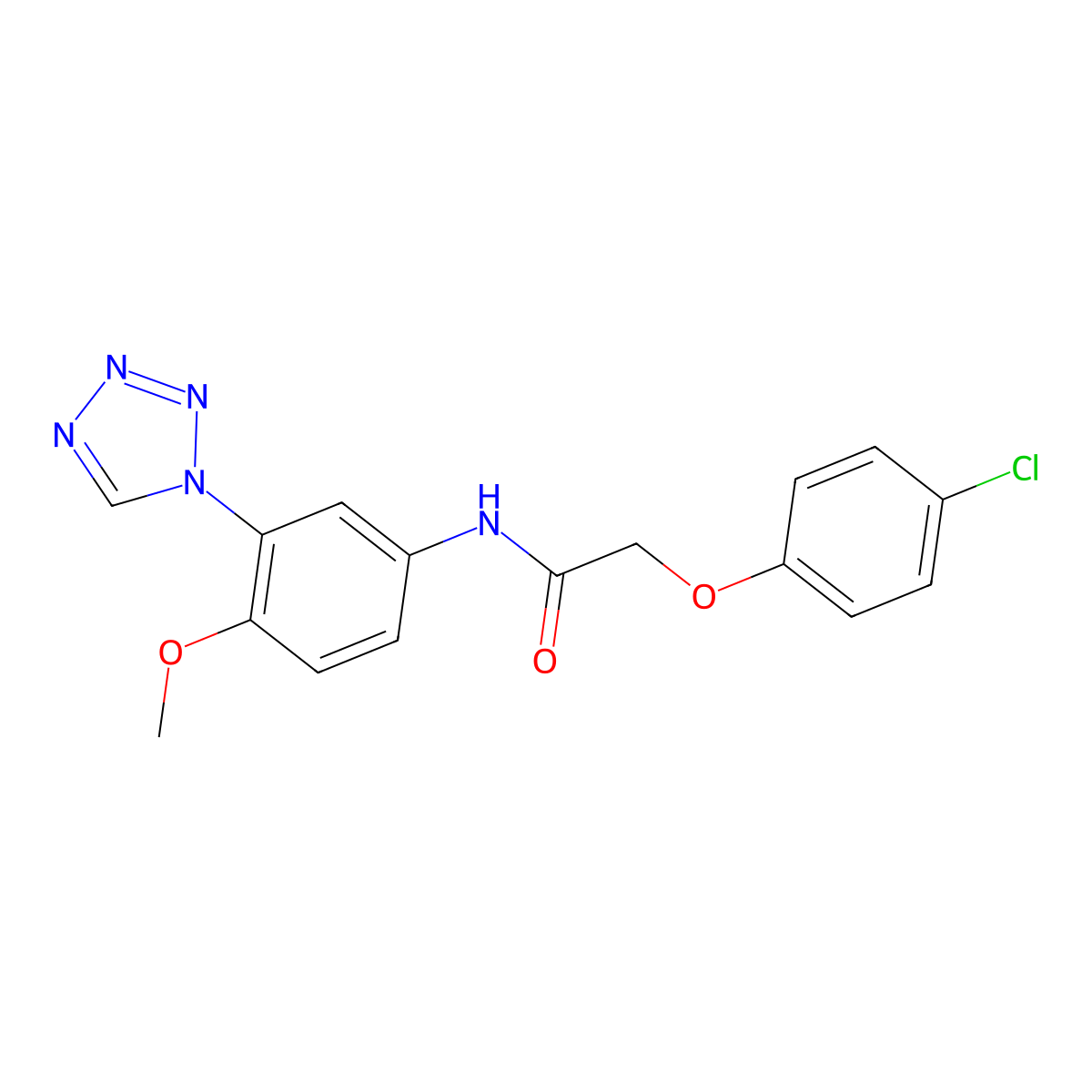 2-(4-chlorophenoxy)-N-[4-methoxy-3-(1H-tetrazol-1-yl)phenyl]acetamide molecular structure, CAS 1190299-72-9