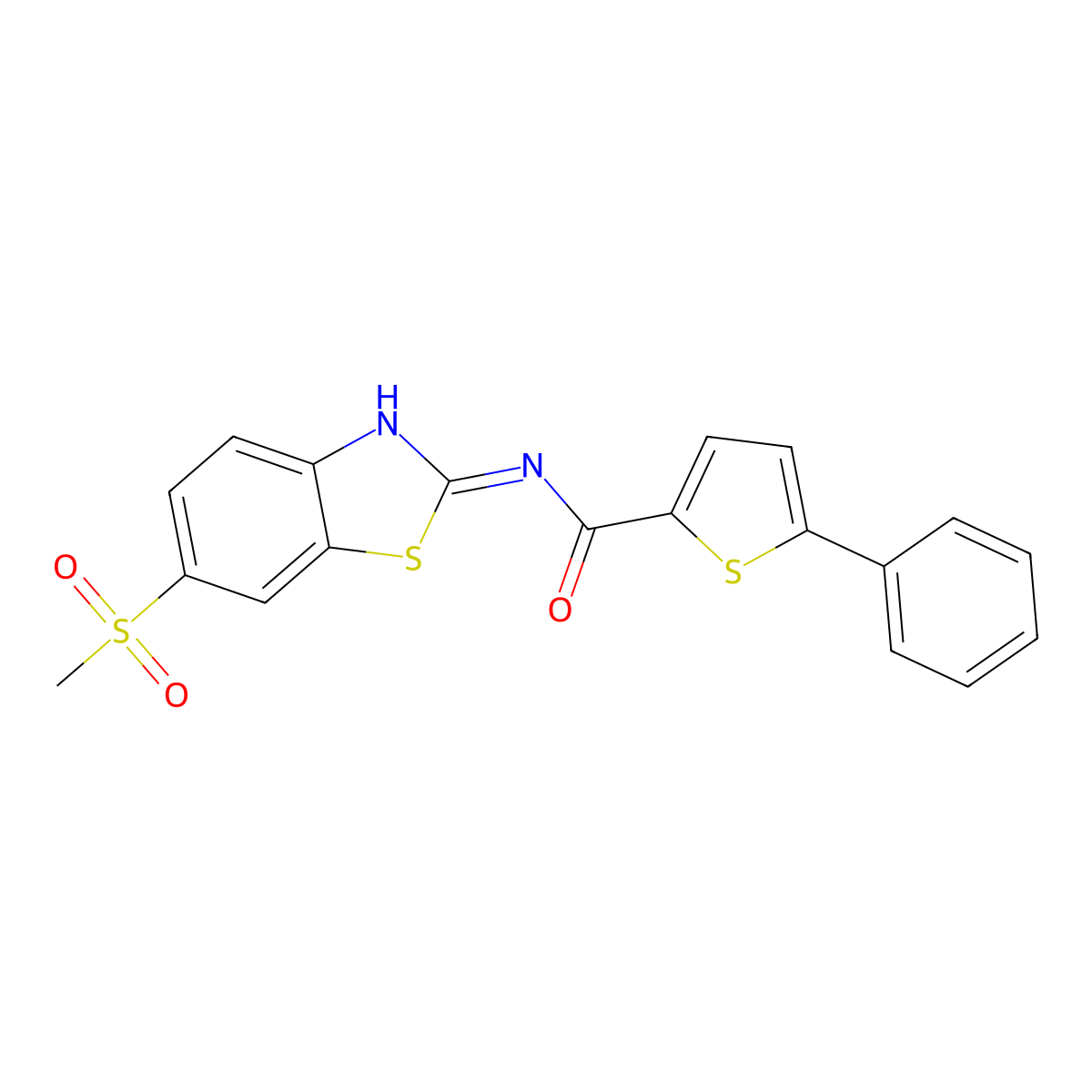 N-[6-(methylsulfonyl)-1,3-benzothiazol-2-yl]-5-phenyl-2-thiophenecarboxamide molecular structure, CAS 1190299-76-3