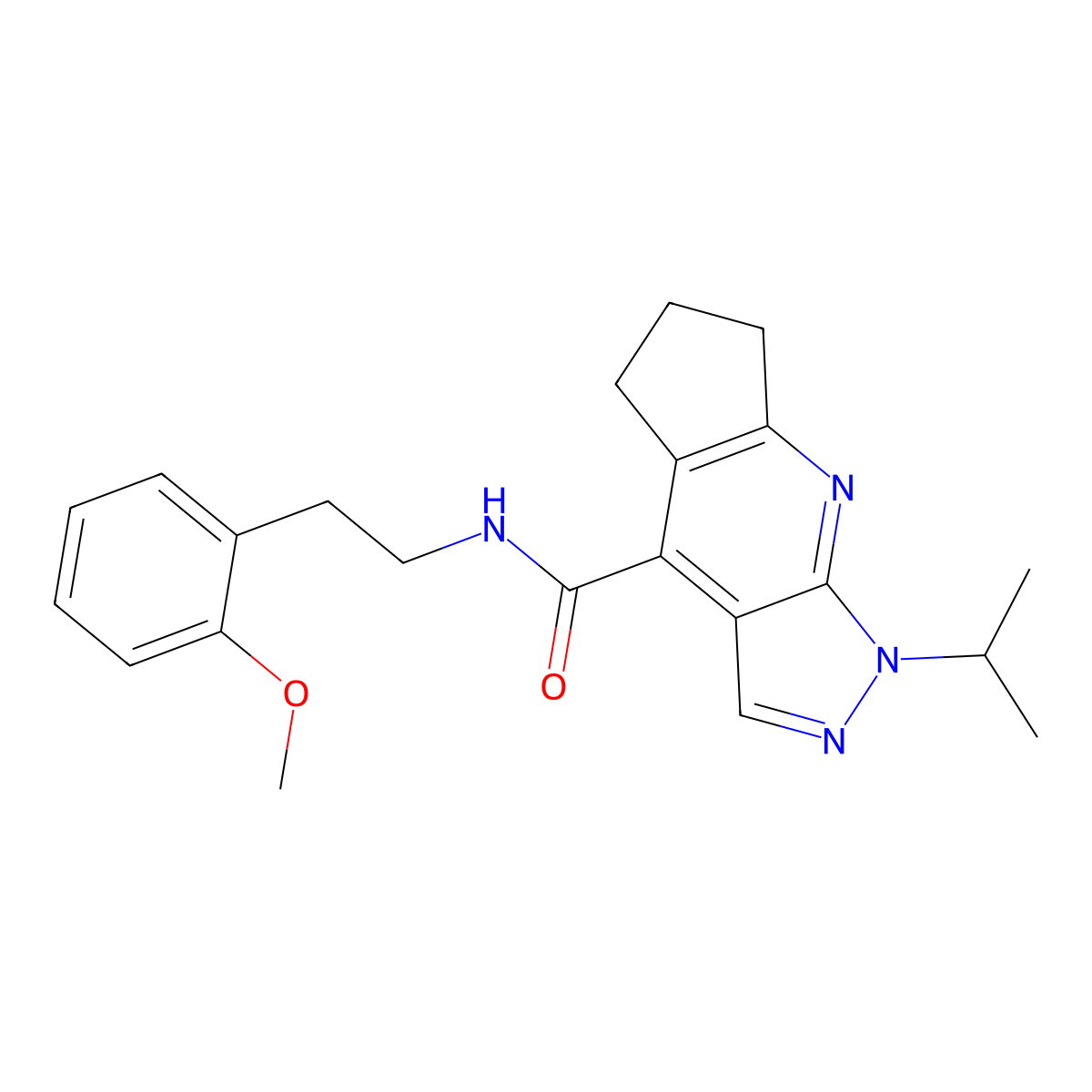 N-[2-(2-methoxyphenyl)ethyl]-1-(propan-2-yl)-1,5,6,7-tetrahydrocyclopenta[b]pyrazolo[4,3-e]pyridine-4-carboxamide molecular structure, CAS 1190299-85-4