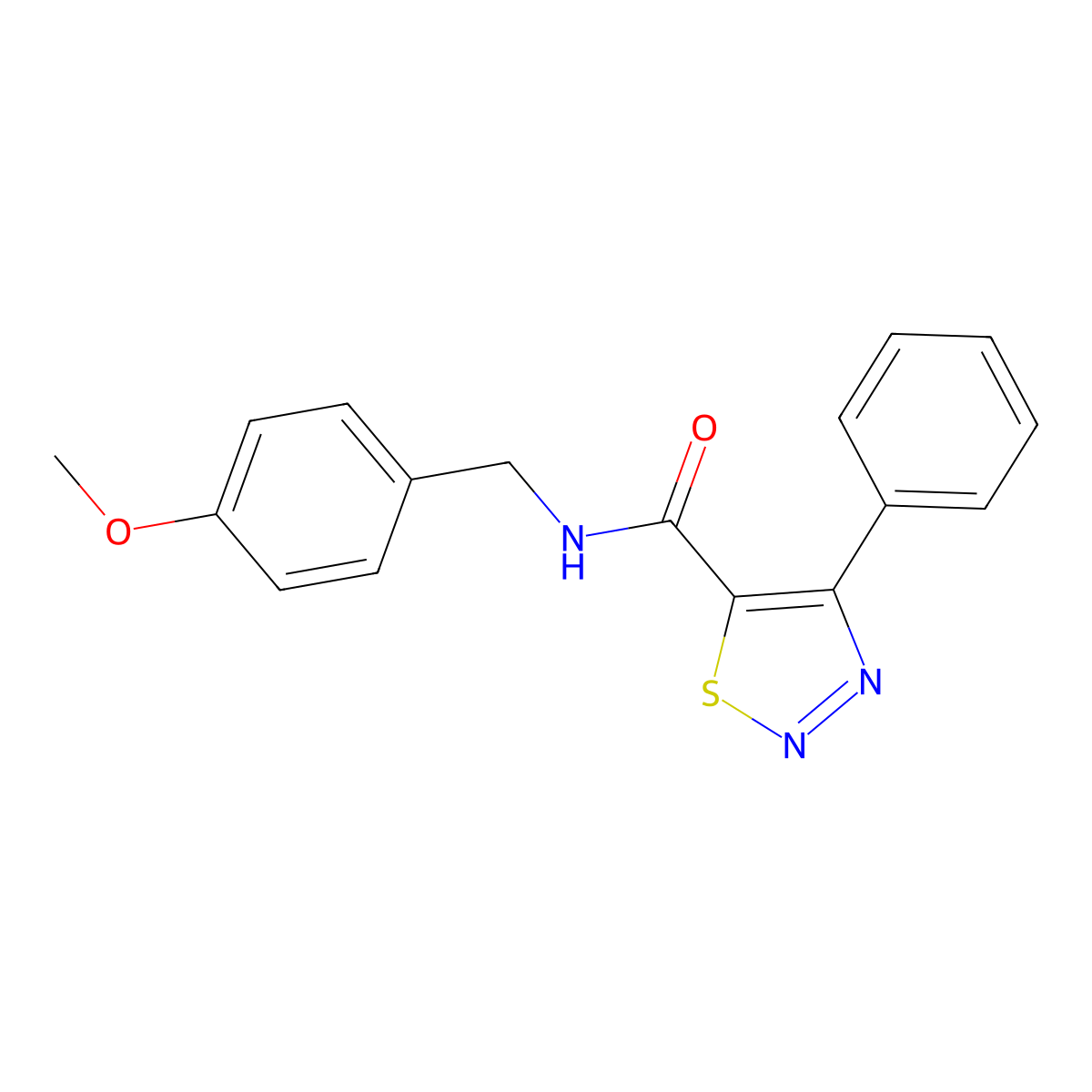 N-(4-methoxybenzyl)-4-phenyl-1,2,3-thiadiazole-5-carboxamide molecular structure, CAS 1190299-89-8