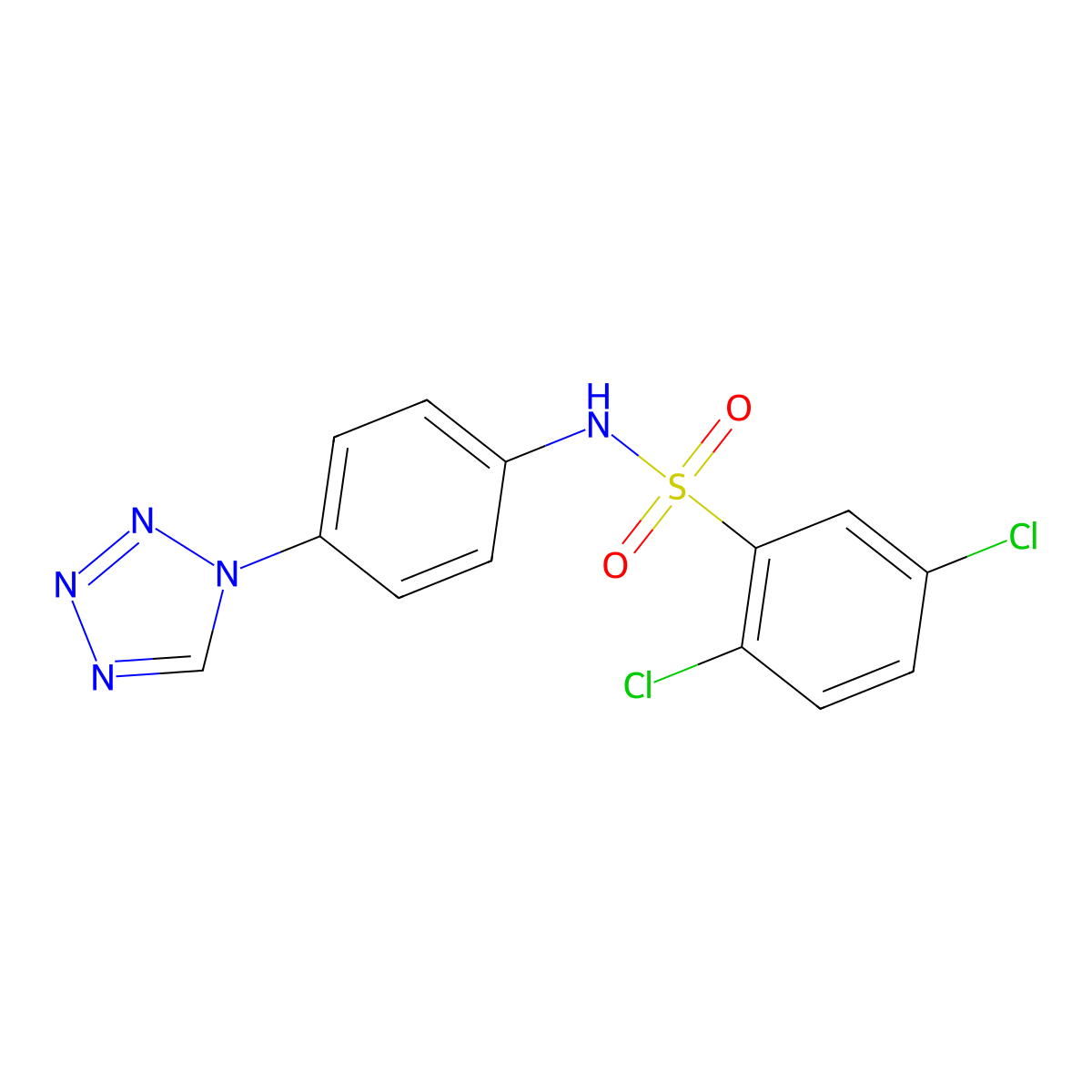 2,5-dichloro-N-[4-(1H-tetrazol-1-yl)phenyl]benzenesulfonamide molecular structure, CAS 1190299-96-7