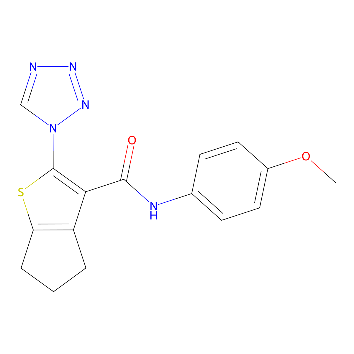 N-(4-methoxyphenyl)-2-(1H-tetrazol-1-yl)-5,6-dihydro-4H-cyclopenta[b]thiophene-3-carboxamide molecular structure, CAS 1190299-97-8