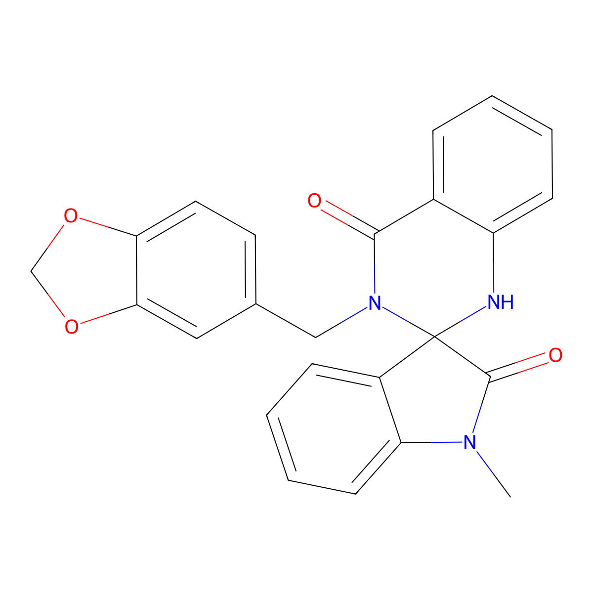 3'-(1,3-benzodioxol-5-ylmethyl)-1-methyl-1'H-spiro[indole-3,2'-quinazoline]-2,4'(1H,3'H)-dione molecular structure, CAS 1190300-11-8