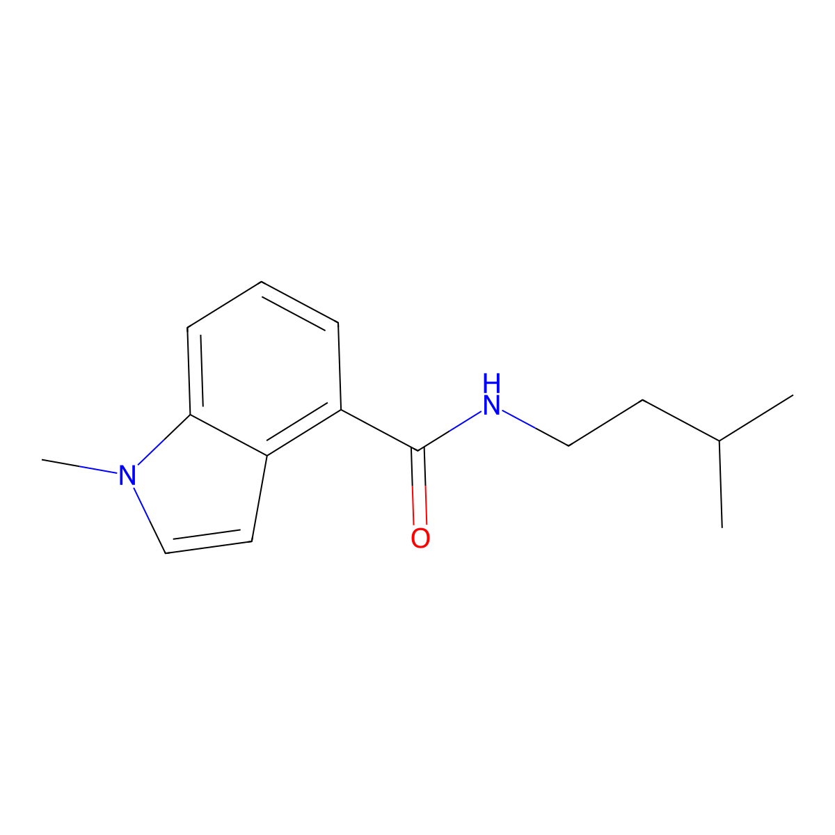 1-methyl-N-(3-methylbutyl)-1H-indole-4-carboxamide molecular structure, CAS 1190300-40-3