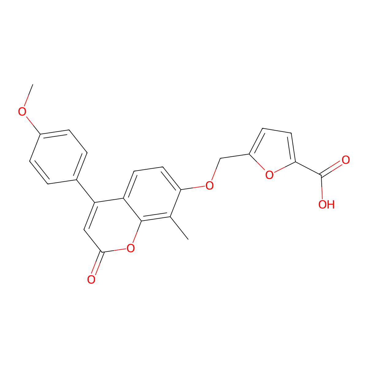 5-({[4-(4-methoxyphenyl)-8-methyl-2-oxo-2H-chromen-7-yl]oxy}methyl)-2-furoic acid molecular structure, CAS 1190301-01-9