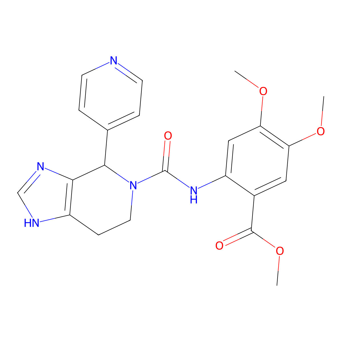 methyl 4,5-dimethoxy-2-({[4-(pyridin-4-yl)-3,4,6,7-tetrahydro-5H-imidazo[4,5-c]pyridin-5-yl]carbonyl}amino)benzoate molecular structure, CAS 1190301-03-1