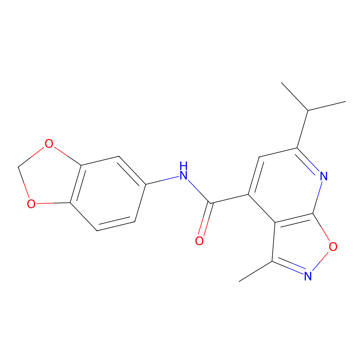 N-(1,3-benzodioxol-5-yl)-3-methyl-6-(propan-2-yl)[1,2]oxazolo[5,4-b]pyridine-4-carboxamide molecular structure, CAS 1190301-28-0