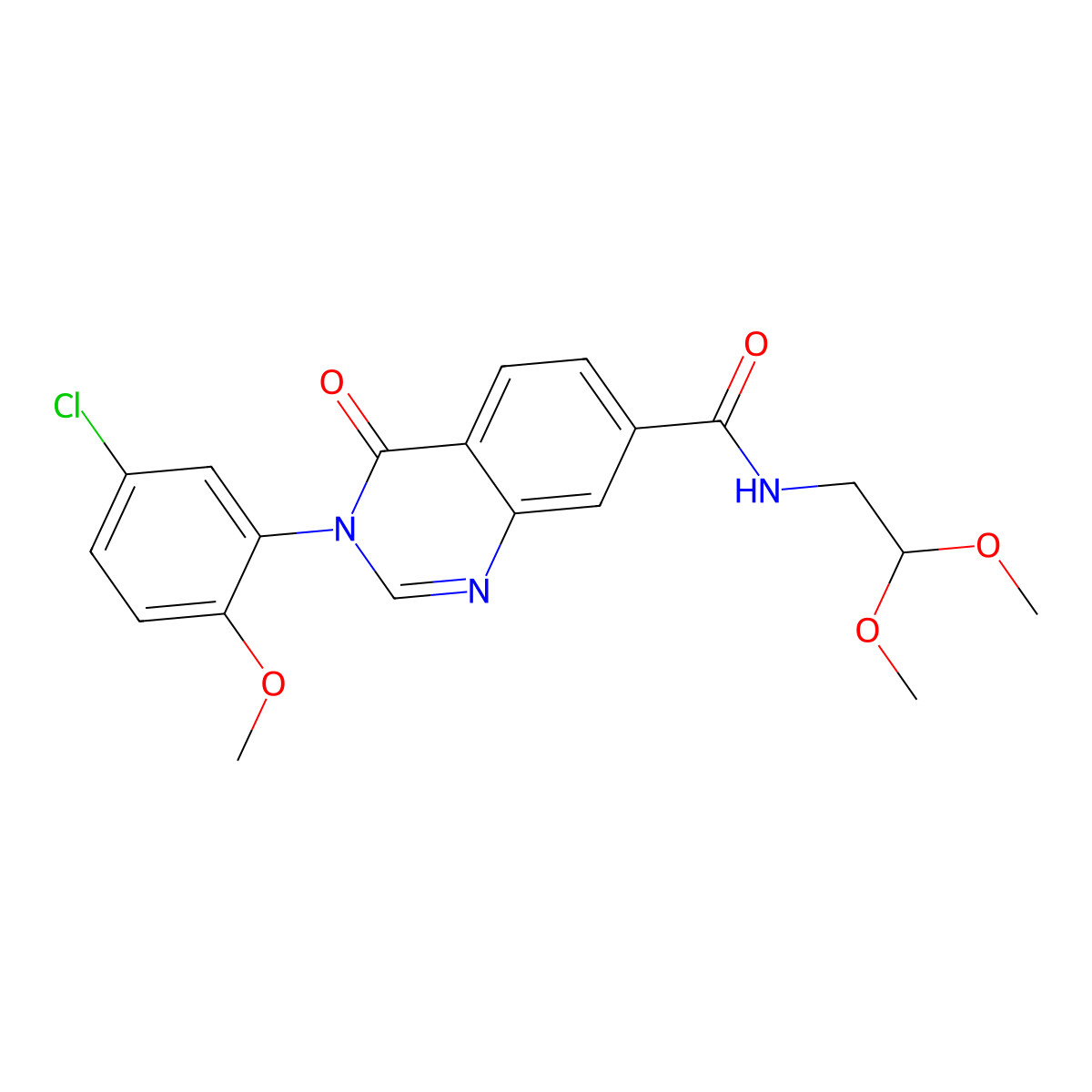 3-(5-chloro-2-methoxyphenyl)-N-(2,2-dimethoxyethyl)-4-oxo-3,4-dihydroquinazoline-7-carboxamide molecular structure, CAS 1190301-49-5