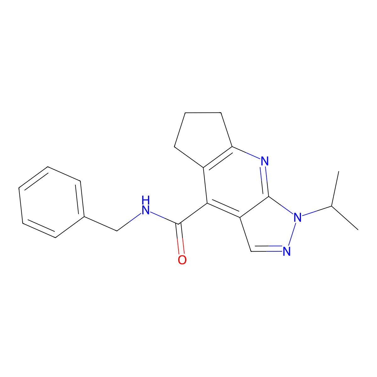 N-benzyl-1-(propan-2-yl)-1,5,6,7-tetrahydrocyclopenta[b]pyrazolo[4,3-e]pyridine-4-carboxamide molecular structure, CAS 1190301-61-1