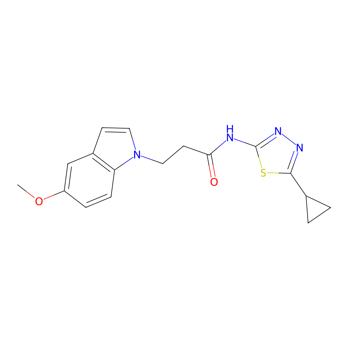 N-(5-cyclopropyl-1,3,4-thiadiazol-2-yl)-3-(5-methoxy-1H-indol-1-yl)propanamide molecular structure, CAS 1190301-62-2