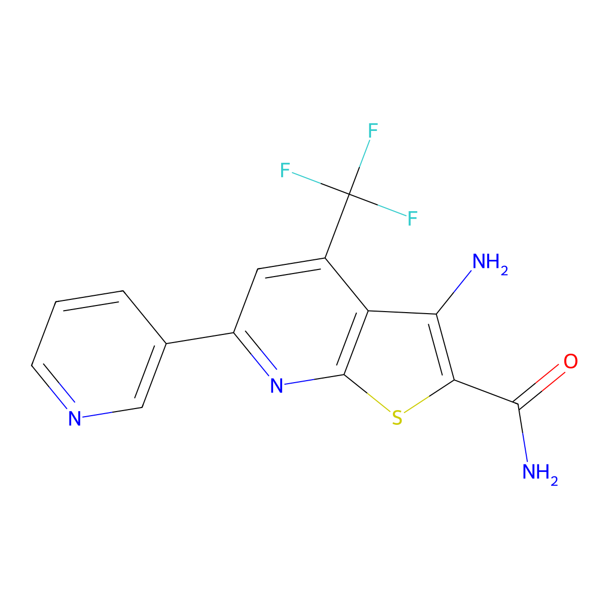 3-Amino-6-(pyridin-3-yl)-4-(trifluoromethyl)thieno[2,3-b]pyridine-2-carboxamide molecular structure, CAS 1190301-80-4