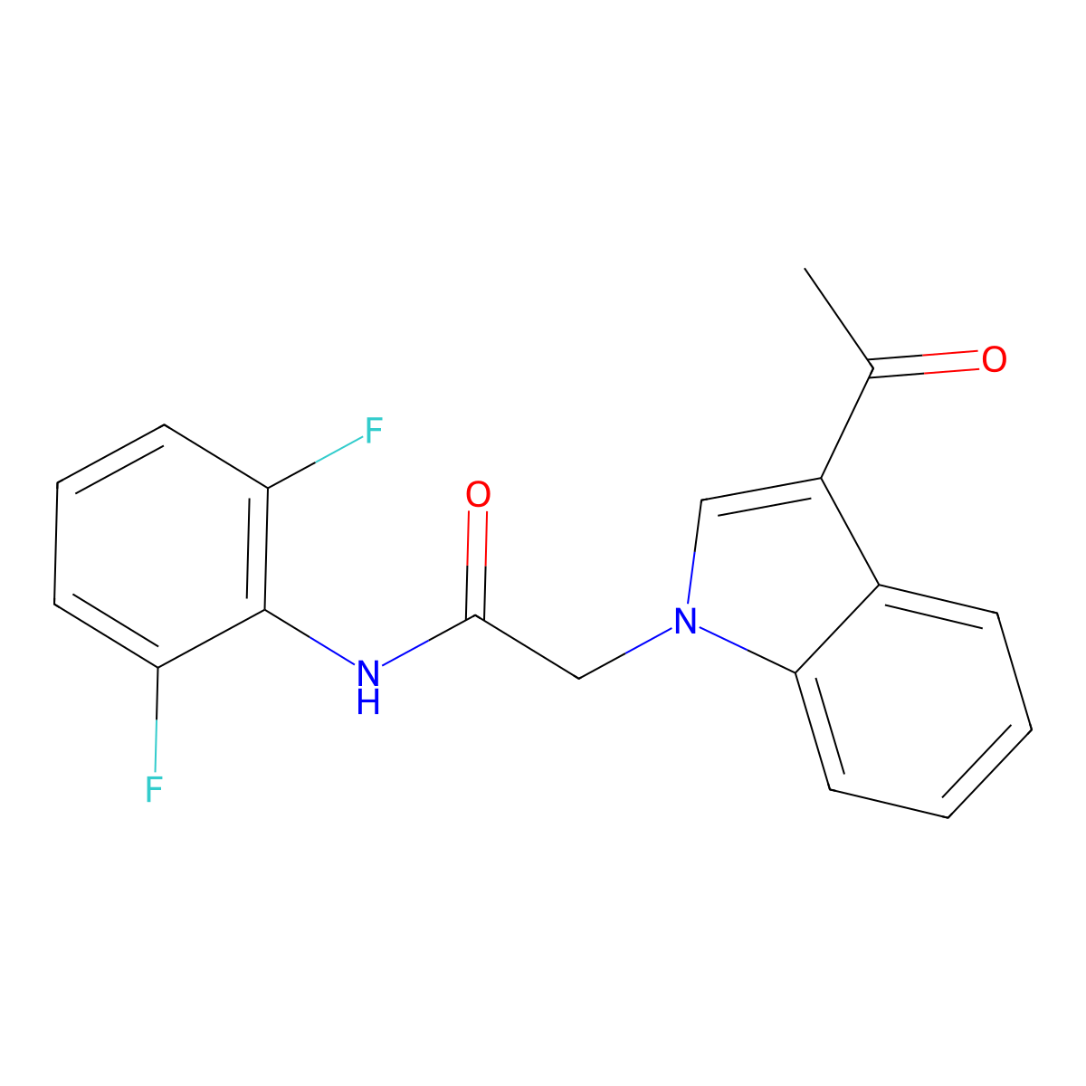 2-(3-acetyl-1H-indol-1-yl)-N-(2,6-difluorophenyl)acetamide molecular structure, CAS 1190301-82-6