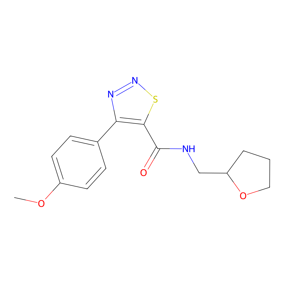 4-(4-methoxyphenyl)-N-(tetrahydrofuran-2-ylmethyl)-1,2,3-thiadiazole-5-carboxamide molecular structure, CAS 1190301-91-7