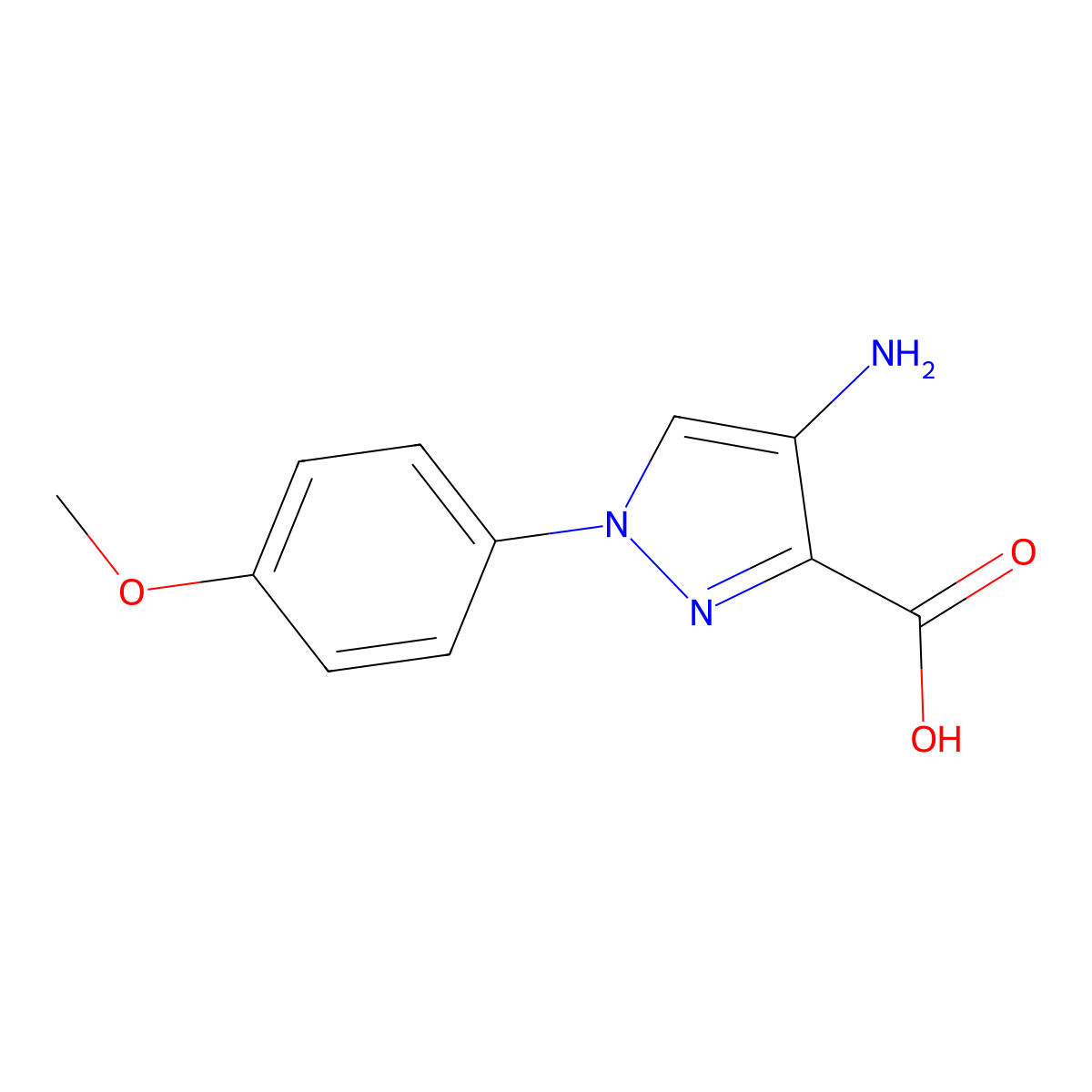 4-Amino-1-(4-methoxyphenyl)-1H-pyrazole-3-carboxylic acid molecular structure, CAS 1190305-94-2