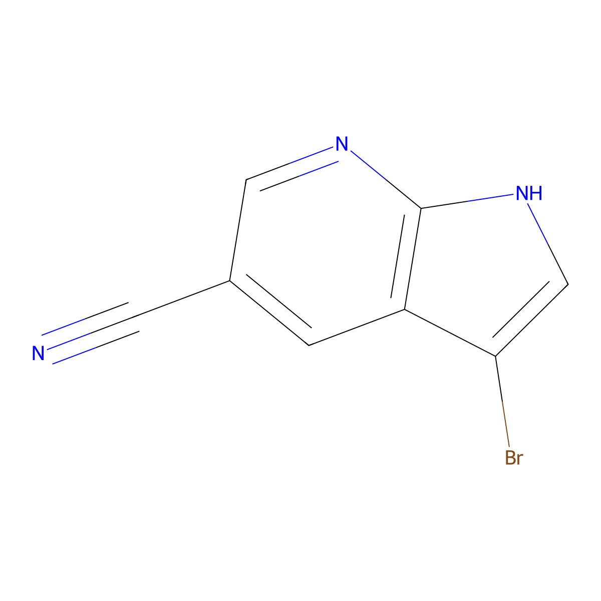 3-bromo-1H-pyrrolo[2,3-b]pyridine-5-carbonitrile molecular structure, CAS 1190309-69-3