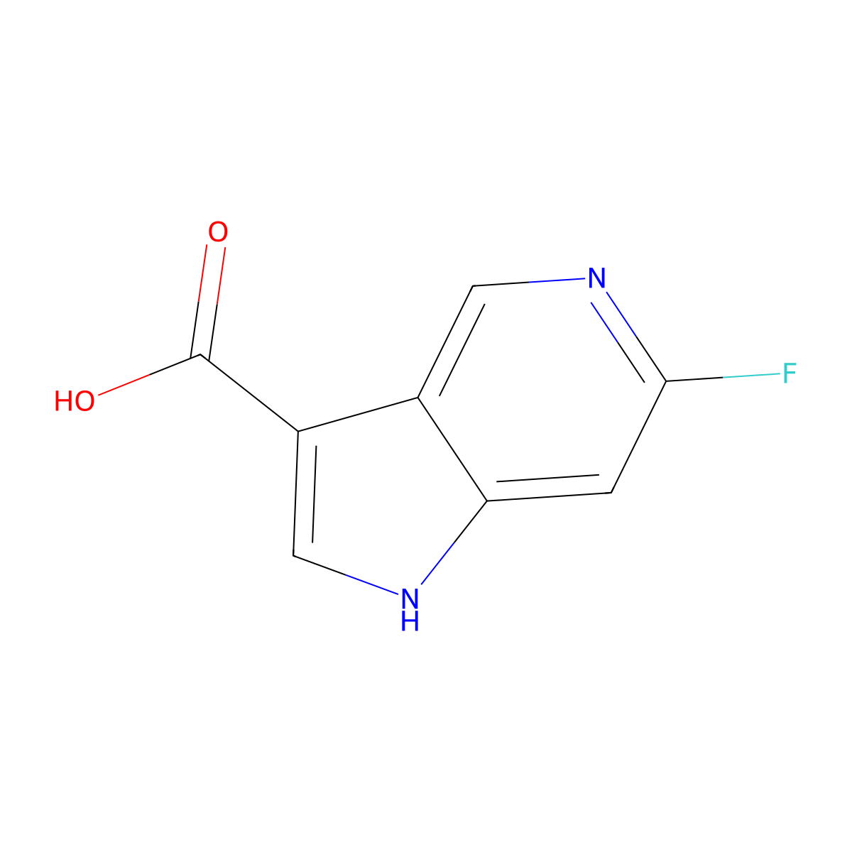 6-fluoro-1H-pyrrolo[3,2-c]pyridine-3-carboxylic acid molecular structure, CAS 1190309-72-8