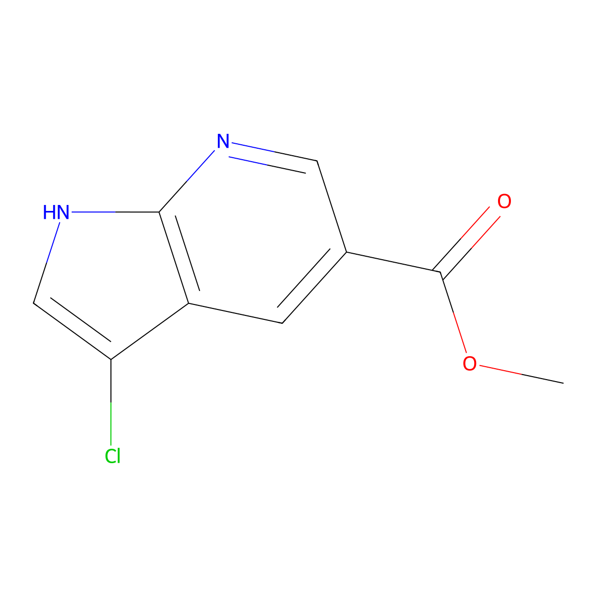 methyl 3-chloro-1H-pyrrolo[2,3-b]pyridine-5-carboxylate molecular structure, CAS 1190309-74-0