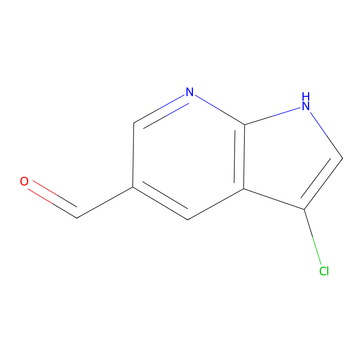 3-chloro-1H-pyrrolo[2,3-b]pyridine-5-carbaldehyde molecular structure, CAS 1190309-77-3