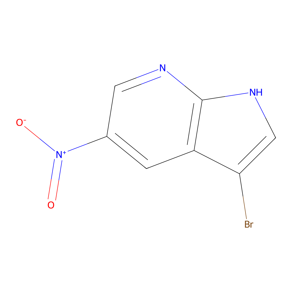 3-bromo-5-nitro-1H-pyrrolo[2,3-b]pyridine molecular structure, CAS 1190309-83-1