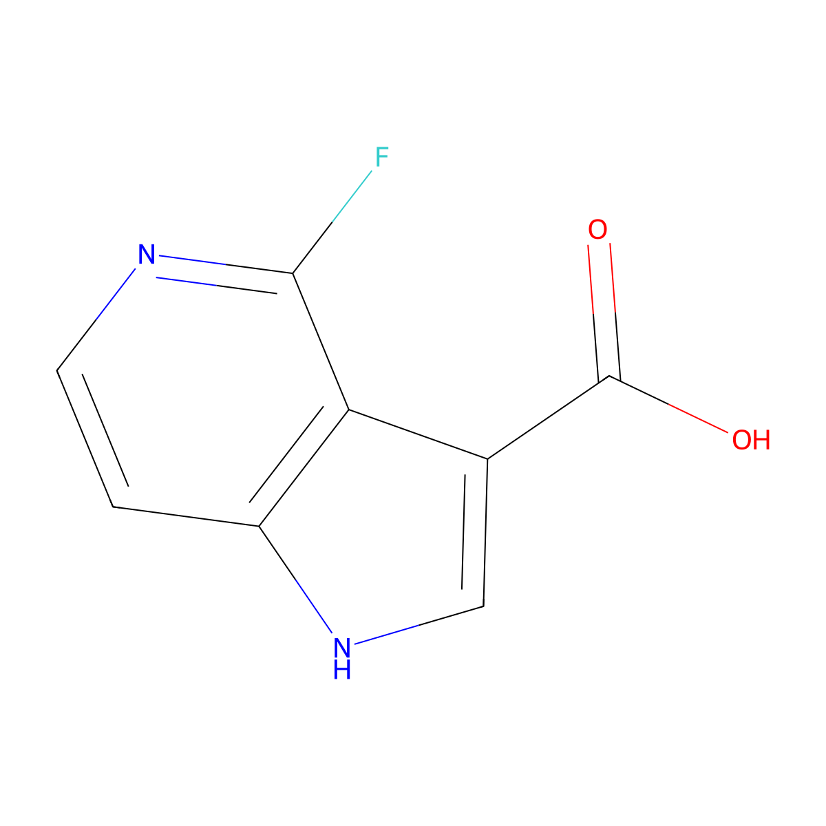 4-fluoro-1H-pyrrolo[3,2-c]pyridine-3-carboxylic acid molecular structure, CAS 1190309-85-3