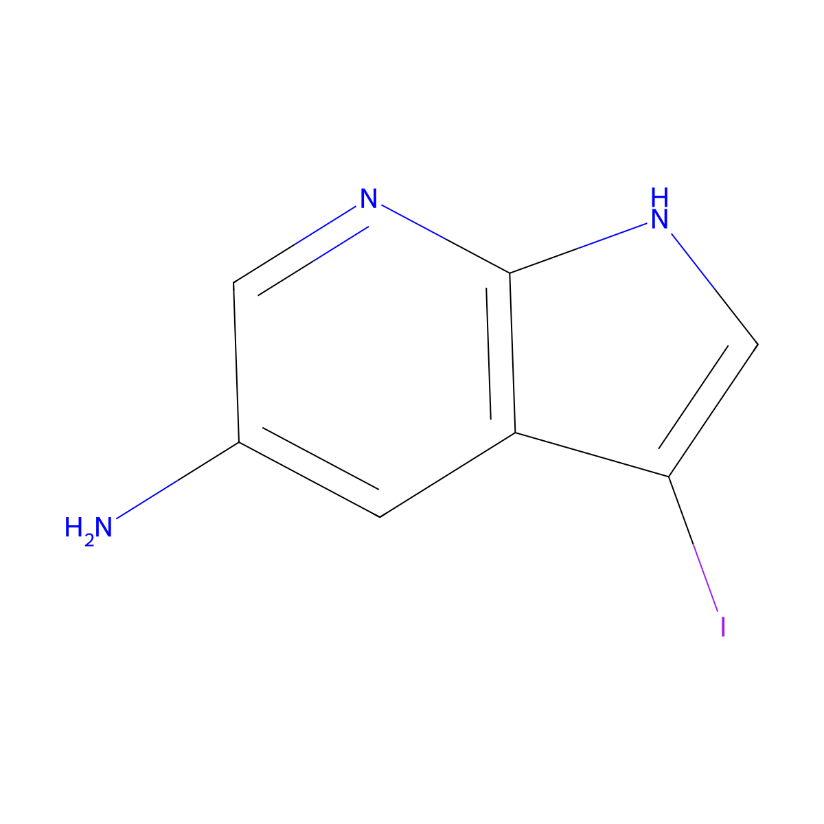 3-iodo-1H-pyrrolo[2,3-b]pyridin-5-amine molecular structure, CAS 1190309-87-5