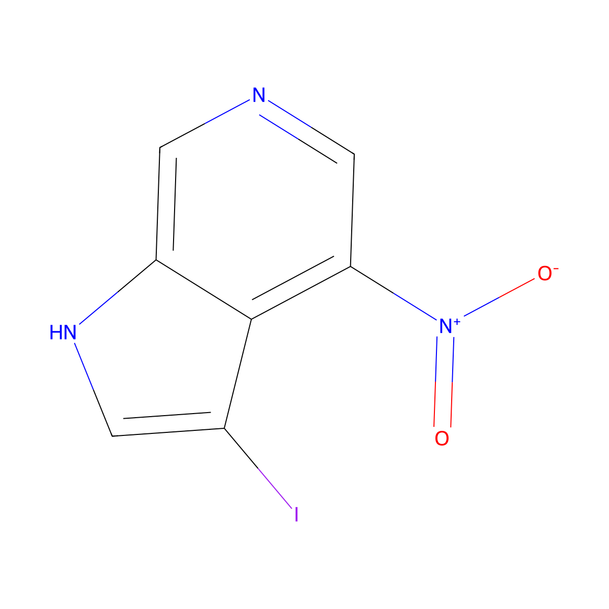 3-iodo-4-nitro-1H-pyrrolo[2,3-c]pyridine molecular structure, CAS 1190309-90-0