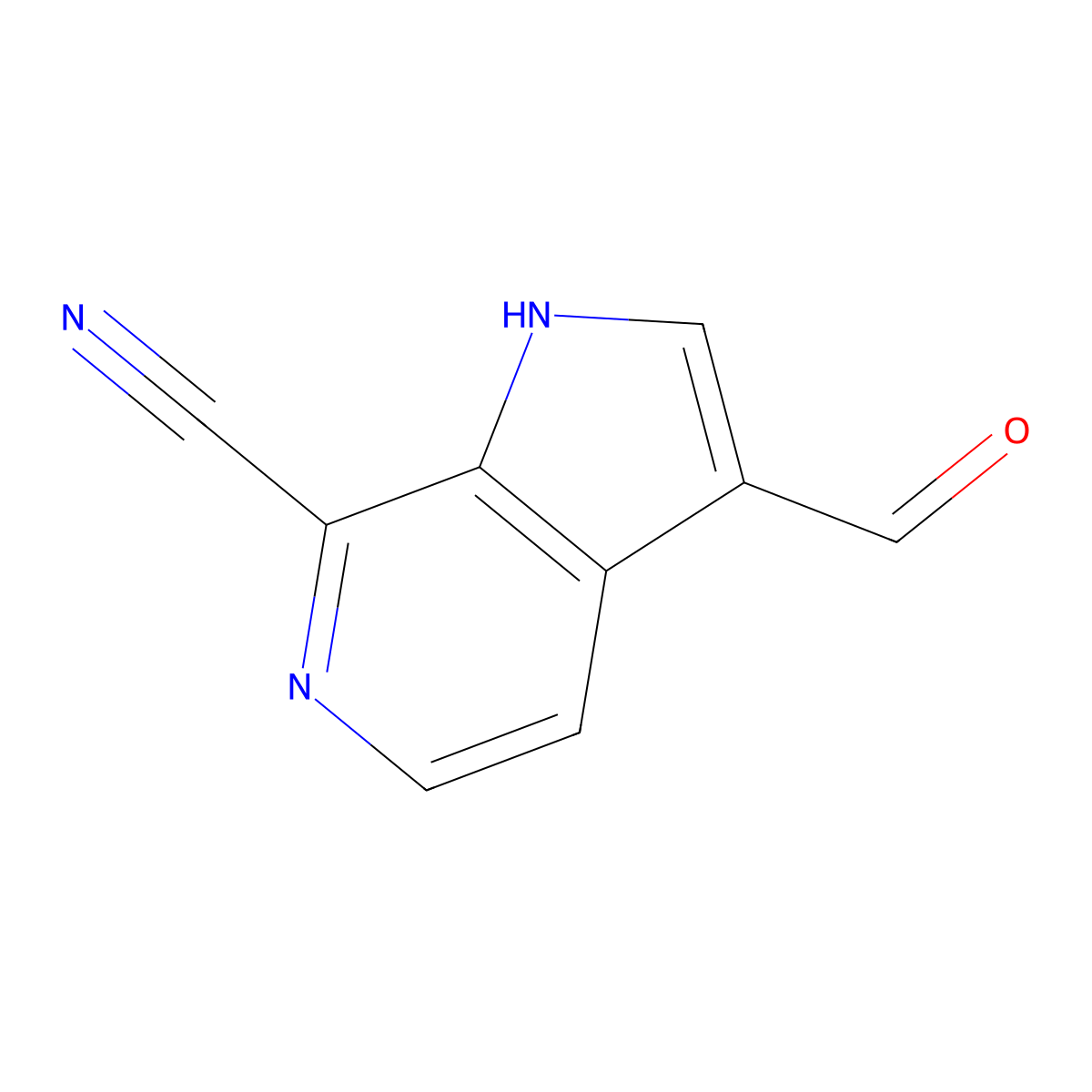 3-formyl-1H-pyrrolo[2,3-c]pyridine-7-carbonitrile molecular structure, CAS 1190309-91-1