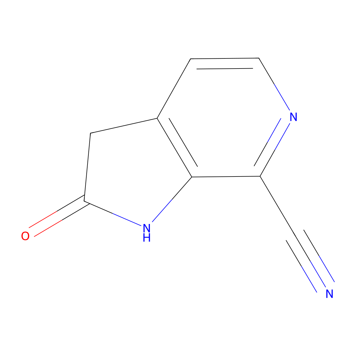 2-oxo-1H,2H,3H-pyrrolo[2,3-c]pyridine-7-carbonitrile molecular structure, CAS 1190309-94-4