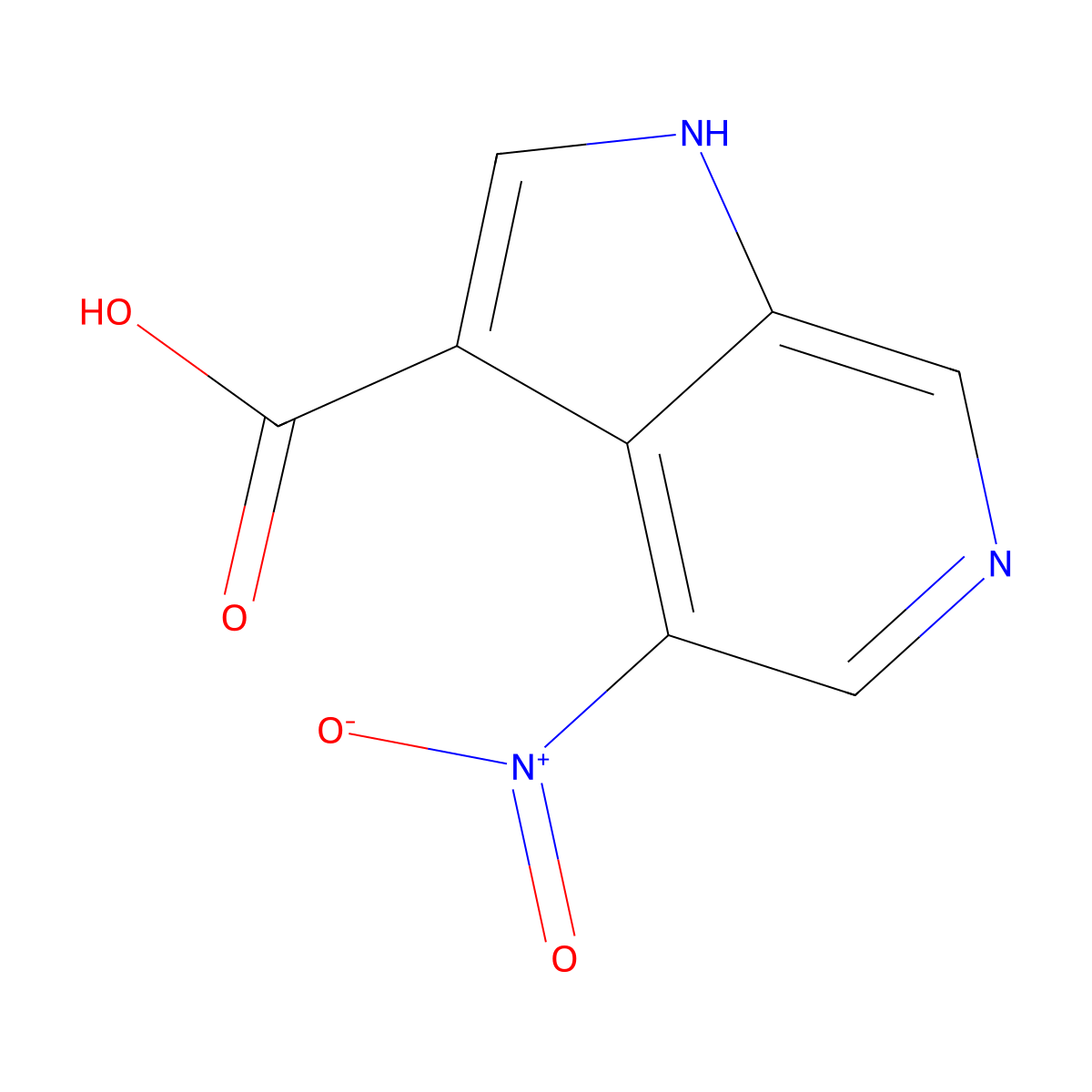 4-nitro-1H-pyrrolo[2,3-c]pyridine-3-carboxylic acid molecular structure, CAS 1190309-97-7