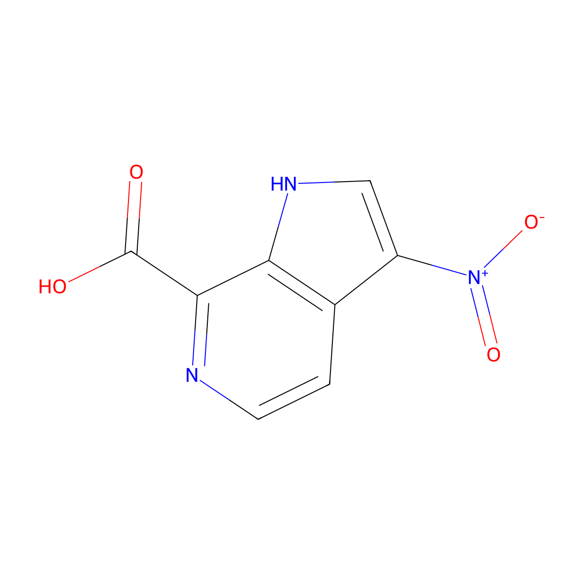 3-nitro-1H-pyrrolo[2,3-c]pyridine-7-carboxylic acid molecular structure, CAS 1190310-03-2