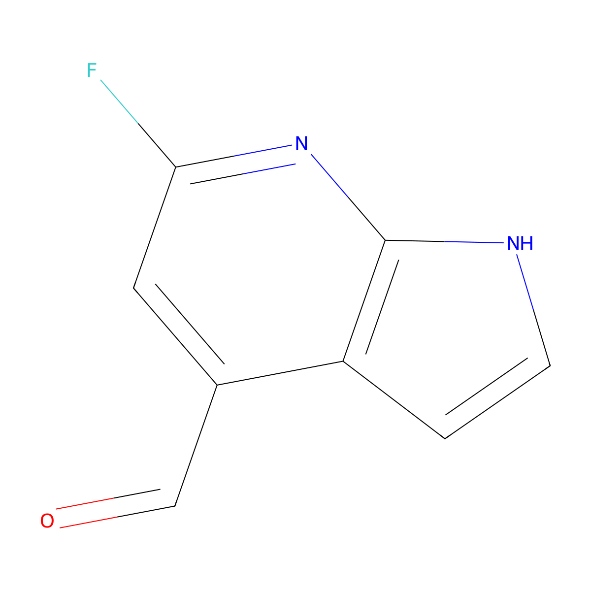 6-fluoro-1H-pyrrolo[2,3-b]pyridine-4-carbaldehyde molecular structure, CAS 1190310-04-3