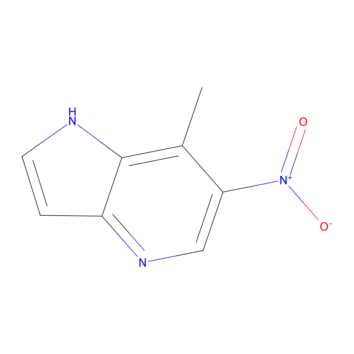 7-methyl-6-nitro-1H-pyrrolo[3,2-b]pyridine molecular structure, CAS 1190310-09-8