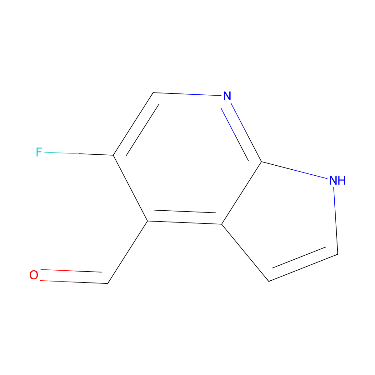 1H-Pyrrolo[2,3-b]pyridine-4-carboxaldehyde, 5-fluoro- molecular structure, CAS 1190310-15-6
